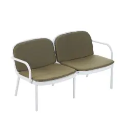Outdoor Plastic Loveseat With Cushion,Loveseat With Weather-Resistant PP Frame,Modern Loveseat for Balcony or Backyard-Cuddlewood