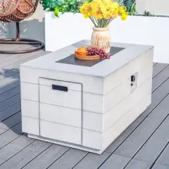 Moda Furnishings 23.8'' H x 42.5'' W Magnesium Oxide Propane Outdoor Fire Pit Table with Lid