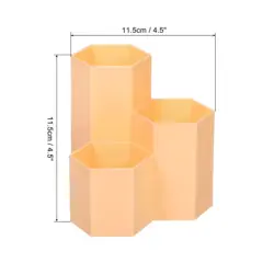 Unique Bargains Pencil Holder Plastic 3 Slots Hexagon Desk Organizer Pen Cup for Office Desktop Home