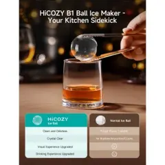 HiCOZY Clear Ice Ball Maker Sphere Ice Mchine, 2 Pcs/Hour, 40 Pcs/Day, for Cocktails Whiskey