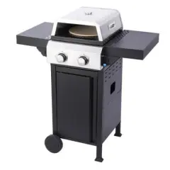 2-Burner Propane Gas BBQ Grill, Pizza Box, 24600BTU Output With Wire Enamel Cooking Grids For Outdoor Barbecue,Hanging Basket, Stainless Steel