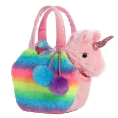 Aurora Fancy Pals 7" Rainbow Unicorn Pet Carrier Multicoloreded Stuffed Animal