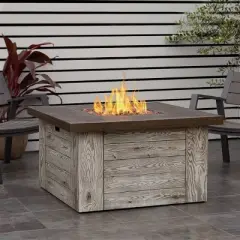 Forest Ridge Gas Fire Table with Natural Gas Kit Brown - Real Flame: 50,000 BTU, Weather-Resistant