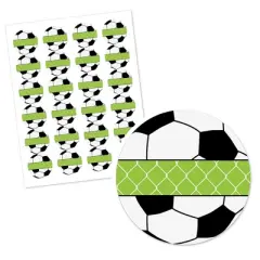 Big Dot of Happiness Goaaal - Soccer - Baby Shower or Birthday Party Circle Sticker Labels - 24 Count