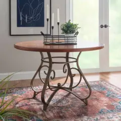 Carter Round Dining Table Metal/Cherry - Powell Company