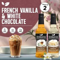 Syruvia Coffee Flavors Variety Pack: French Vanilla & White Chocolate 25.4 fl oz Syrup