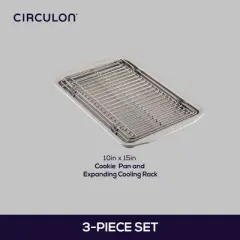 Circulon 10"x15" Cookie Pan with Expandable Rack: Nonstick Aluminum Baking Dish with Steel Handle, Dishwasher-Safe