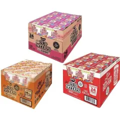 Nissin Cup Noodles Ramen Noodle Soup, 24- Chicken, 24- Shrimp & 24- Beef Flavor