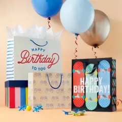 'Happy Birthday to You' Boys Small Gift Bag - Spritz&trade;: Multicolored Typography, 10x12.75x5, Paper