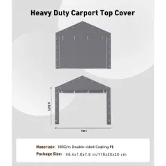 Acekool Carport Zipper Door Replacement, Fits Garage Shelter, Windproof Waterproof