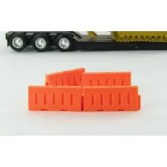 1/50 4 Pack 3D Printed Orange Plastic Water Filled Type Safety Barriers 50-102-OR