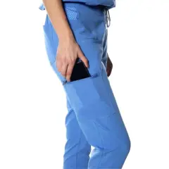 Members Only Women&rsquo;s Scrub Jogger Cargo Pant with Open Bottom Leg (Printed Waist Pocket Bags)