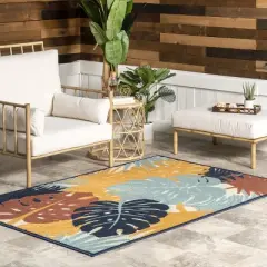 nuLOOM Alannah Tropical Border Indoor/Outdoor Patio Area Rug