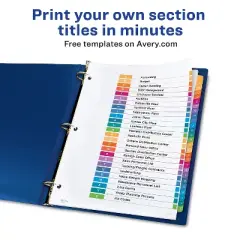 Avery Pre-Printed A-Z Dividers Customizable Table 11832