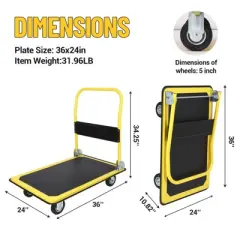 Heavy Duty Foldable Platform Hand Truck, Rolling Push Cart Dolly, Portable Moving Cart for Storage