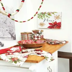 C&F Home Poinsettia Greetings Potholder S/4