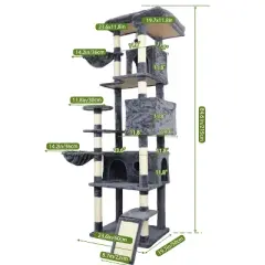 Racxily 84 in Cat Tree Tower with Large Condo Sisal Scratching Post Big Hammock and Top Platform