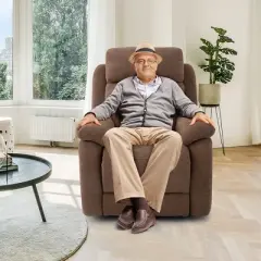 Costway Power Lift Recliner Chair Sofa for Elderly w/ Side Pocket & Remote Control Grey\Brown