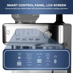 Jojoka 15 Bar Espresso Machine with Grinder & Steam Wand &ndash; LCD Smart Display, PID Temperature Control, Stainless Steel Coffee Maker for Home Barista