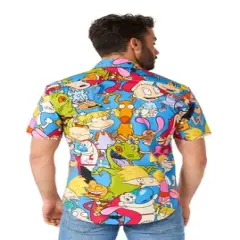 OppoSuits Men's Shirt - Short Sleeve Shirt Nickelodeon Cartoons - Multicolor