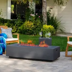 Christopher Knight Home Hearth Outdoor 50,000 BTU Lightweight Concrete Rectangular Fire Pit Table