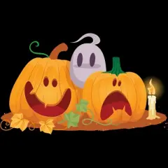 Girl's Design By Humans Halloween Cartoon Pumpkins And Ghost By VectorVillain T-Shirt