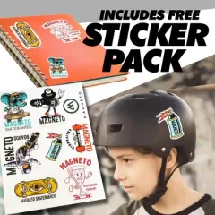 Magneto Skateboard | Maple Wood | ABEC 5 Bearings | Double Kick Concave Deck | For Beginners, Teens & Adults (Rocket)