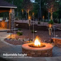 Sorbus Set of 4 Stainless Steel 5ft Outdoor Torches - Decorative Garden & Yard Lights - Fiberglass Wick & Snuffer Cap (Cylinder)