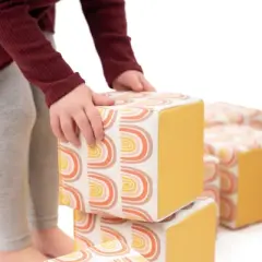 JumpOff Jo &ndash; Soft Foam Blocks Playset &ndash; Stacking Cube Building Blocks for Babies, Toddlers &ndash;  6x6 in. Blocks, Set of 12 &ndash; Multicolor - Boho Rainbow