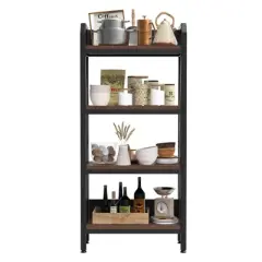 LIVAREEmlen Bakers Rack Storage shelves 4-Level Metal and Wooden Shelves,Kitchen Organizers,for Garage,Pantry,Bathroom,Closet
