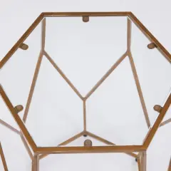 Roxy Hexagonal Chairside End Table Glass Gold - Steve Silver Co.