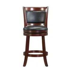 24" Piacenza Swivel Faux Leather Counter Height Barstool Black - Inspire Q