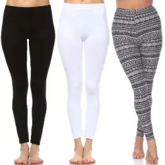 Women's Pack of 3 Leggings - One Size Fits Most - White Mark