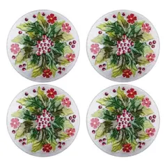 C&F Home Holly & Berry Glass Salad Plate Set of 4