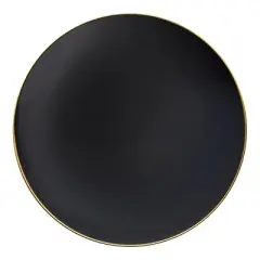 Smarty Had A Party 7.5" Black w/ Gold Rim Organic Plastic Salad Plates - 120 pcs