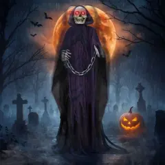 Karl Home 6ft Halloween Decorations Outdoor Animatronics Grim Reaper with Chain,