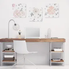 Sweet Jojo Designs Girl Fabric Photo Memo Board Watercolor Floral Pink and Grey