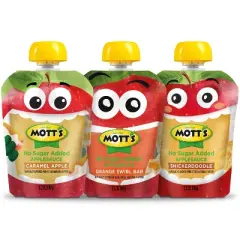 Mott&rsquo;s No Sugar Added Dessert Dreamland Applesauce Pouches Variety Pack Caramel Apple Orange Swirl Bar & Snickerdoodle - 38.4oz/12ct