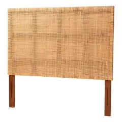 bali & pari Queen Size Lesia Rattan and Mahogany Wood Headboard Light Honey/Red Teak
