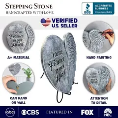 You&rsquo;re Forever in Our Hearts Angel Wing Stepping Stone, 9.5" Garden Decorative Memorial Resin Figurine| OrnamentallyYou