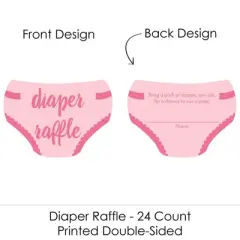 Big Dot of Happiness Baby Girl - Diaper Shaped Raffle Ticket Inserts - Pink Baby Shower Activities - Diaper Raffle Game - Set of 24
