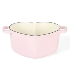 Martha Stewart 4qt Heart Shaped Dutch Oven Pink: Enamel Surface, Oven-Safe, Gas & Electric Compatible, 13.25" Diameter