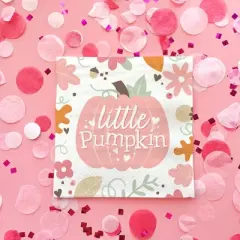Big Dot of Happiness Girl Little Pumpkin Party Napkins, Fall Birthday or Pink Pumpkin Baby Shower Decor, White 3-Ply Paper Beverage Napkins - 24 Count
