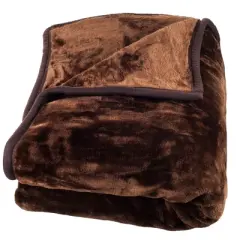 Lavish Home Solid Soft Heavy Thick Plush Mink Blanket 8 pound - Coffee