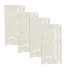 Saro Lifestyle Scalloped Border Napkin (Set of 4)