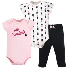 Little Treasure Baby Girl Cotton Bodysuit and Pant Set, Lipstick