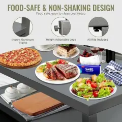 CLIHOME Outdoor Aluminum Kitchen Storage Island,Patio Freestanding Grill Storage Cabinet