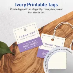Avery Printable Square Tags with Sure Feed Technology, 1-1/2" x 1-1/2", Matte Ivory Cardstock, Print-to-the-Edge, Laser/Inkjet, 200 Total