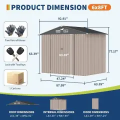 Acekool Metal Storage Shed with Sloped Roof,  Air Vents & Window, for Garden & Yard, Floor Kit Options Available