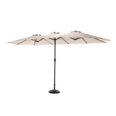 Akoasm 100.39 in. H Rectangular Double Sided Outdoor Umbrella with Crank-Brown